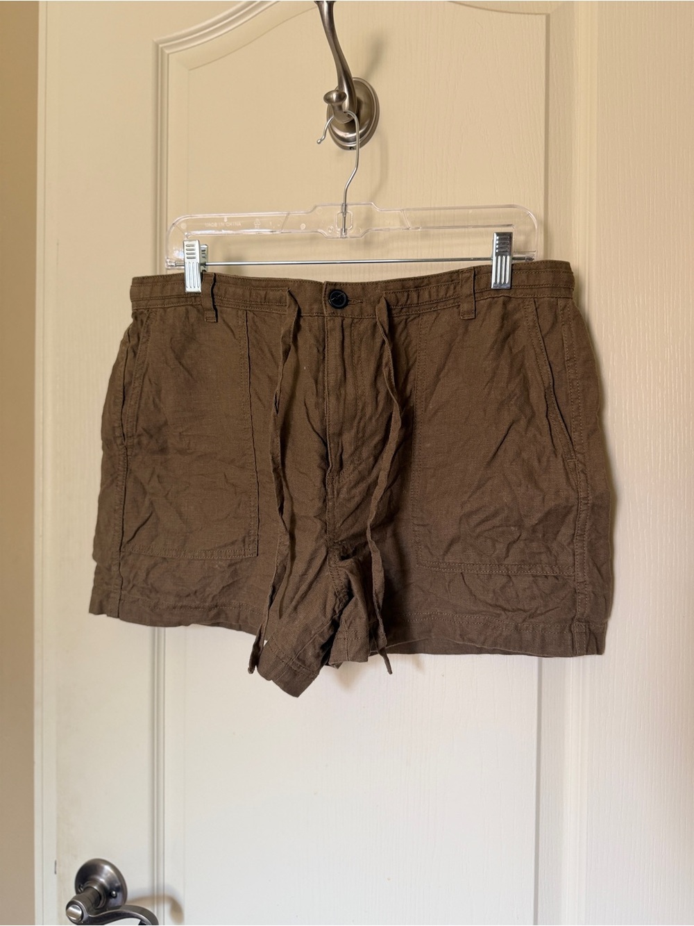 Madewell Linen-Blend Drawstring Shorts Olive Size L